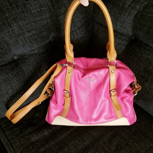 Barbie Pink/tan Vegan leather purse - Picture 1 of 9